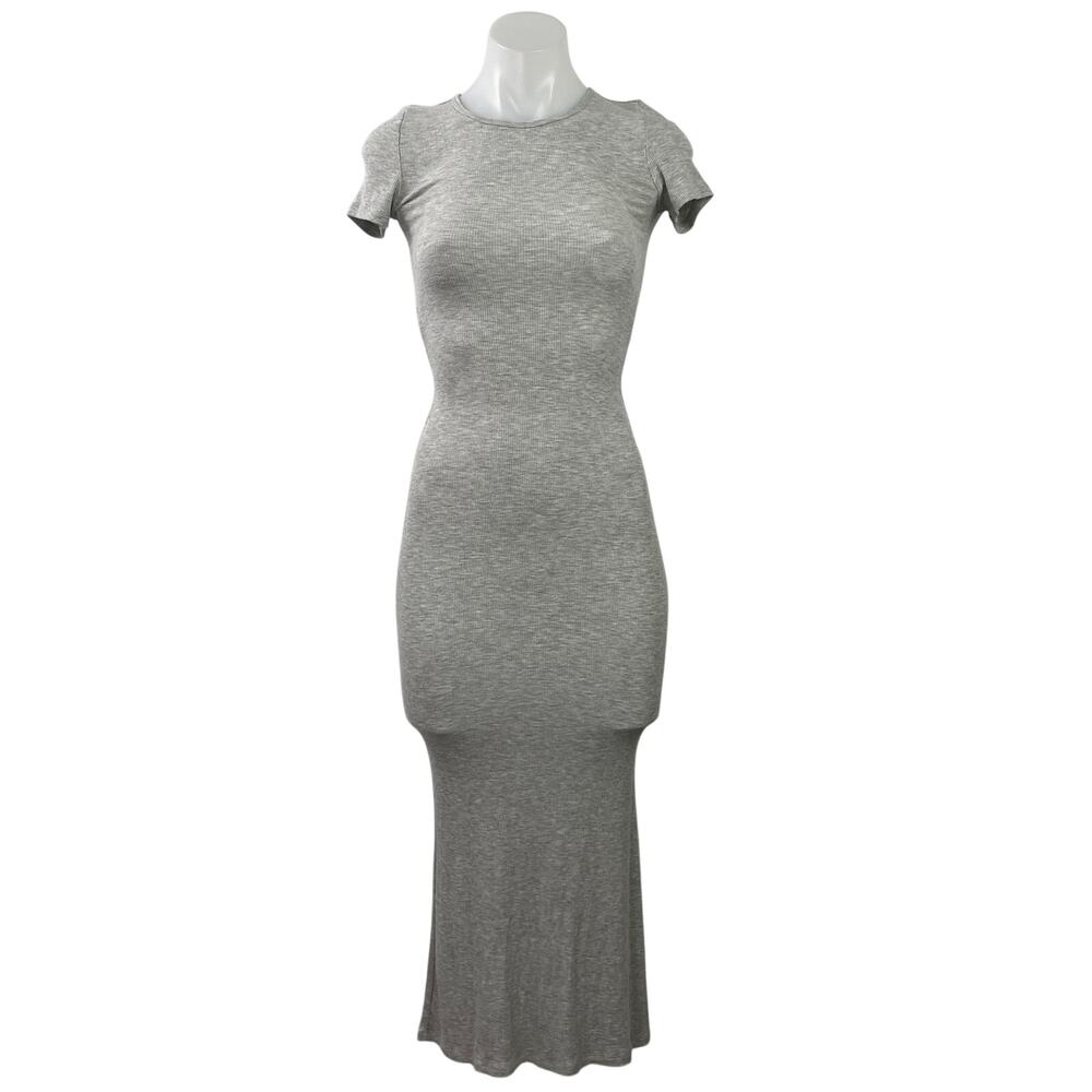 Aritzia The Group Babaton Heather Gray Short Sleeve Knit Maxi Bodycon Dress XS